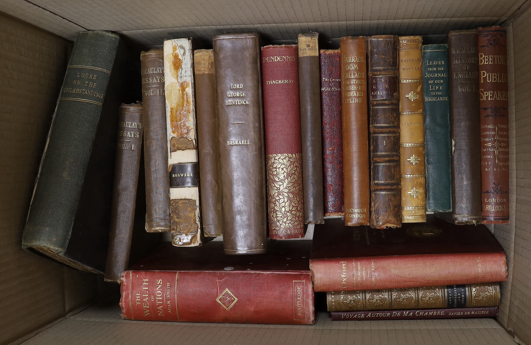 A quantity of leather bound and hardback books to include Hume's History of England, NB: From the Estate of Rt Hon Lord Lawson of Blaby